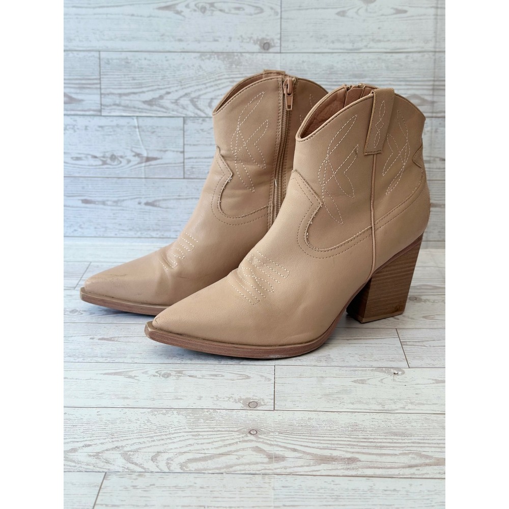 Altar'd State Brigett Ankle Boots Women 8.5 Tan Western Cowgirl Boho Pointed